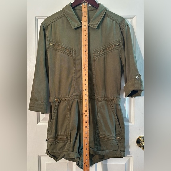 FREE PEOPLE 4 Army Green Military Utility Long Sleeve Romper Convertible Sleeves - Picture 11 of 16